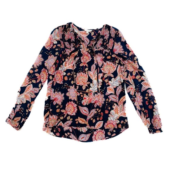 Lucky brand flowy floral tie neck long sleeve top ❤️ - Picture 2 of 8